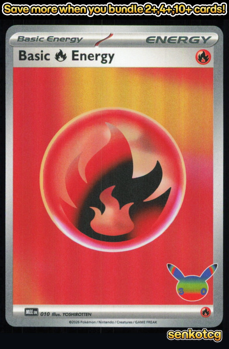 🎴 Basic Fire Energy (30th Celebration) 010 Holo NM