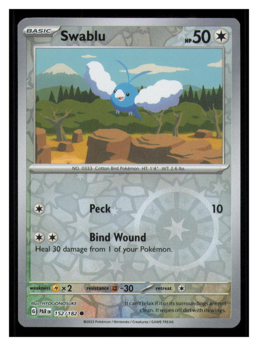 🎴 Swablu 152/182 Reverse Holo Paradox Rift Pokemon NM