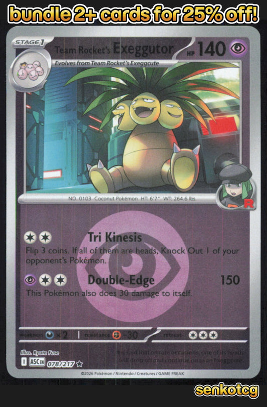 🎴 Team Rocket's exeggutor (Energy Symbol Pattern) 078/217 Ascended Heroes NM