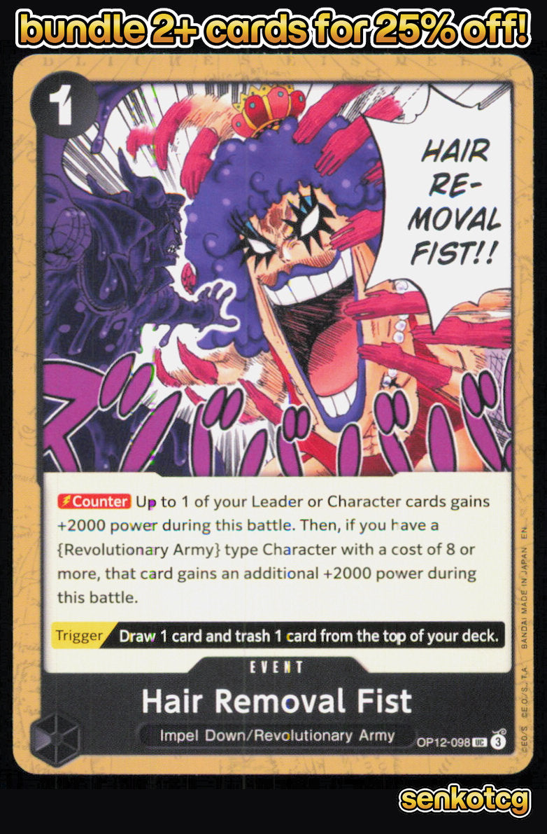 🎴 Hair Removal Fist OP12-098 Uncommon Legacy of the Master NM