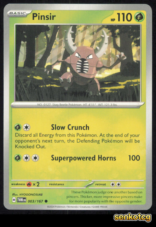 🎴 Pinsir 003/167 Common Twilight Masquerade NM