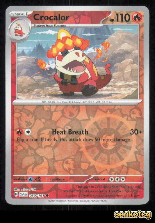 🎴 Crocalor 030/191 Reverse Holo Surging Sparks NM 🎨 Uki