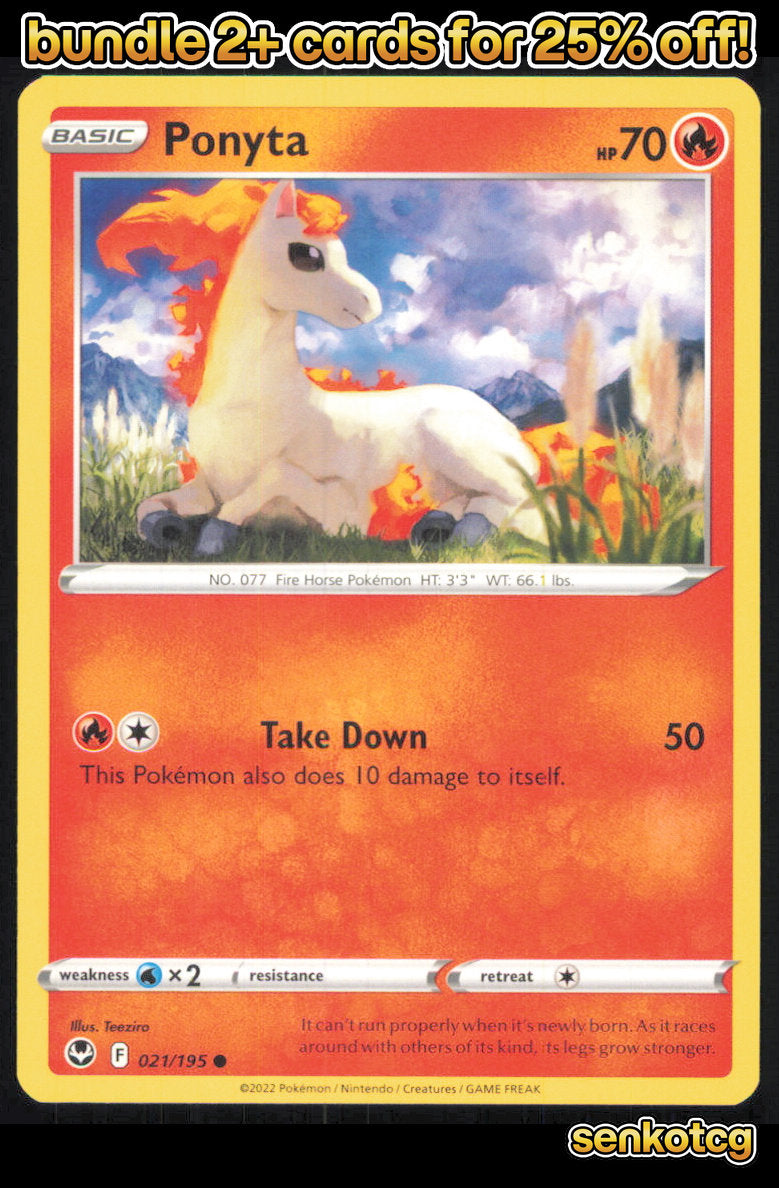 🎴 Ponyta 021/195 Common Silver Tempest NM