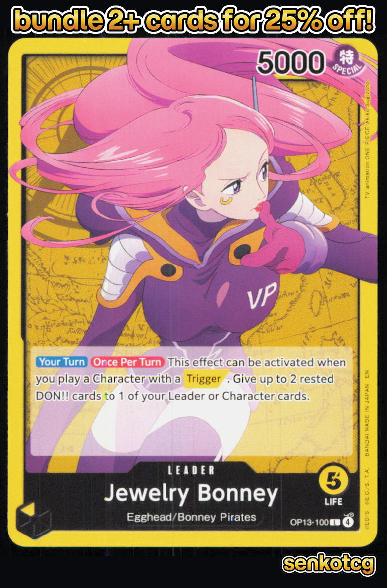 🎴 Jewelry Bonney (100) OP13-100 Leader Carrying On His Will NM