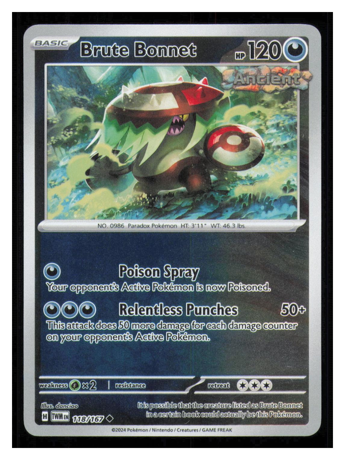 🎴 Brute Bonnet 118/167 Reverse Holo Twilight Masquerade NM 🎨 danciao