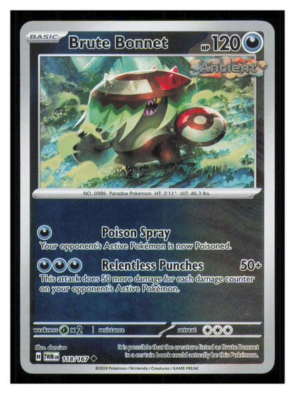 🎴 Brute Bonnet 118/167 Reverse Holo Twilight Masquerade NM 🎨 danciao