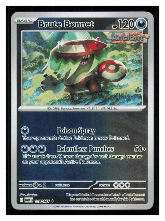 🎴 Brute Bonnet 118/167 Reverse Holo Twilight Masquerade NM 🎨 danciao