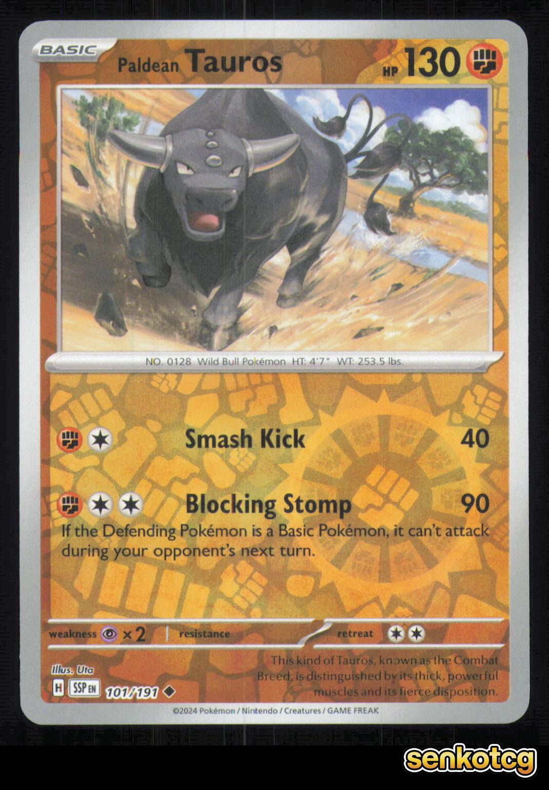 🎴 Paldean Tauros 101/191 Reverse Holo Surging Sparks NM 🎨 Uta