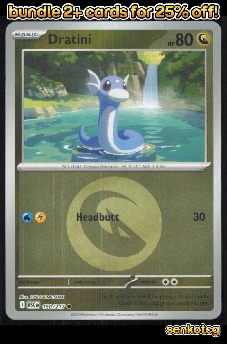 🎴 Dratini (Energy Symbol Pattern) 150/217 Reverse Holo ASC Ascended Heroes NM
