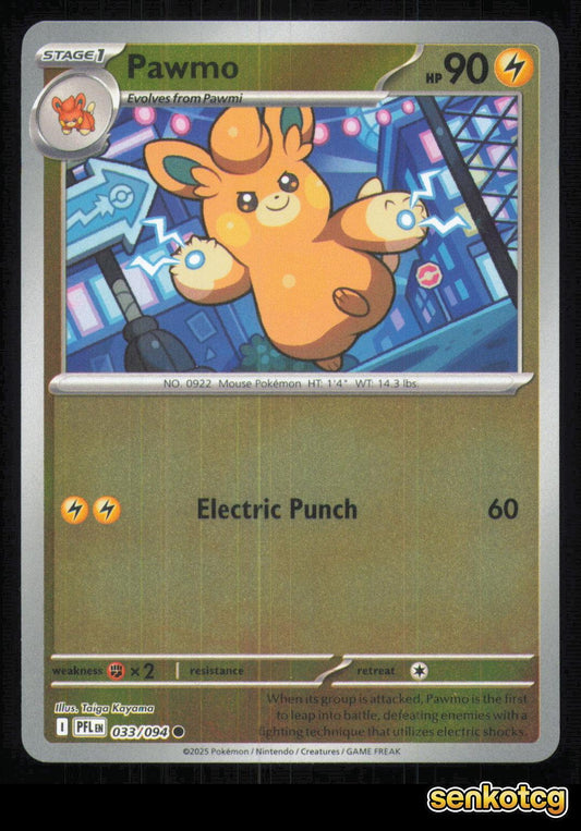 🎴 Pawmo 033/094 Reverse Holo Phantasmal Flames NM 🎨 Kayama