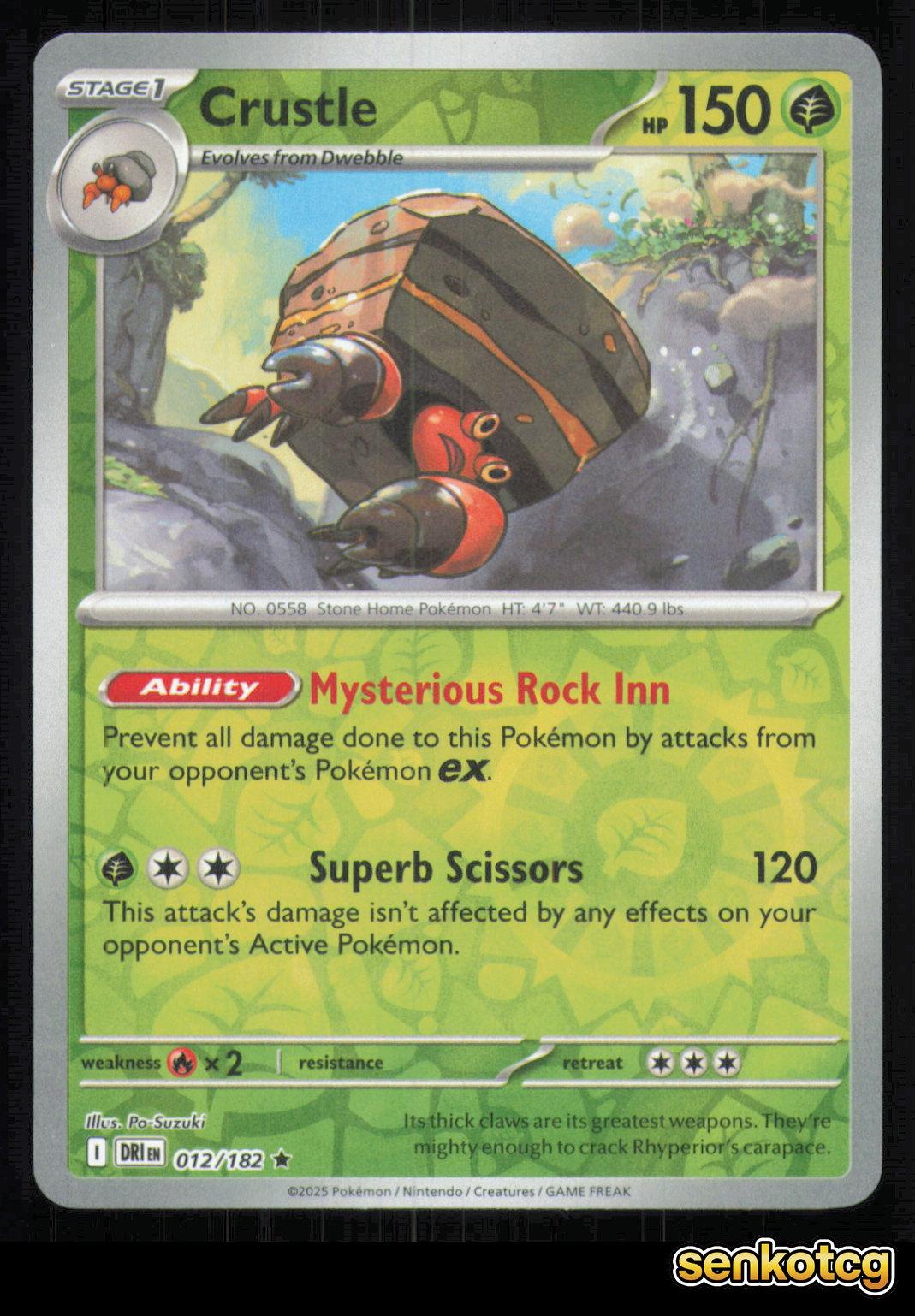 🎴 Crustle 012/182 Reverse Holo Destined Rivals NM 🎨 Po-Suzuki