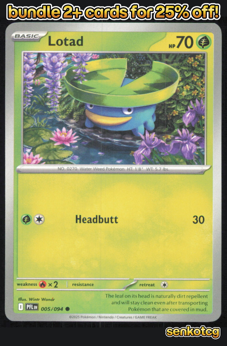 🎴 Lotad 005/094 Common Phantasmal Flames NM