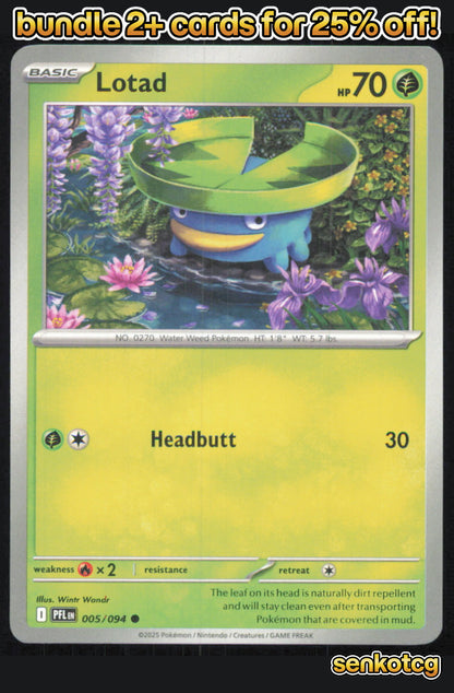 🎴 Lotad 005/094 Common Phantasmal Flames NM