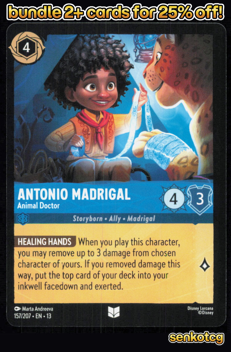 🎴 Antonio Madrigal - Animal Doctor 157/204 Uncommon Attack of the Vine! NM