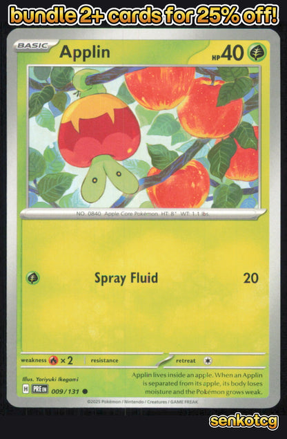 🎴 Applin 009/131 Common Prismatic Evolutions NM 🎨 Ikegami