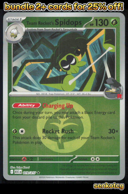 🎴 Team Rocket's Spidops (Energy Symbol) 019/217 RH ASC Ascended Heroes NM