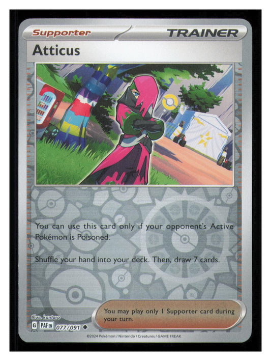 🎴 Atticus 077/091 Reverse Holo Paldean Fates Pokemon NM